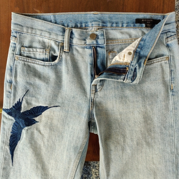 ALL SAINTS RELAXED MID RISE BIRD EMBROIDERED JEANS - Picture 5 of 14